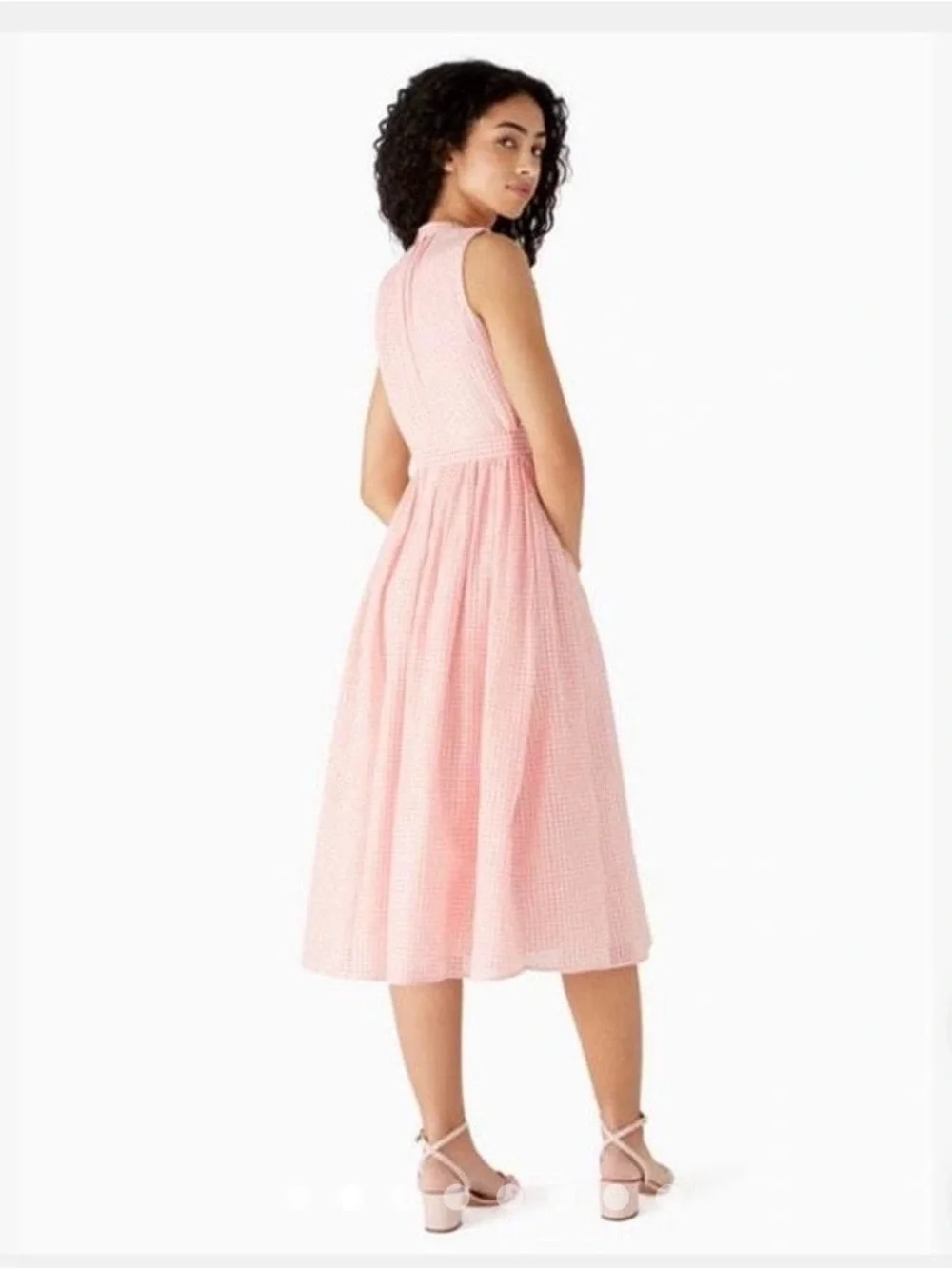 NWT Kate Spade Pink Gingham Silk Blend  Burnout Midi Dress Sz 8 / 10